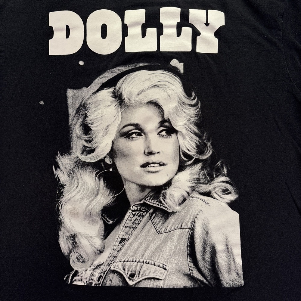Dolly Parton Womens Black Cotton Tshirt-Size L (42-44)-Portrait - Picture 2 of 7